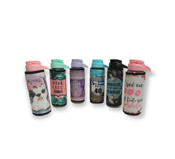 Botella flip top con funda