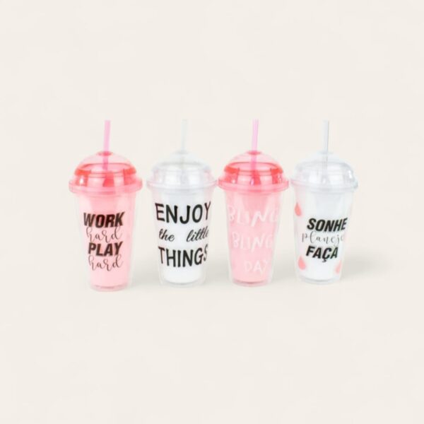 Vaso Acrílico Tapa Cúpula Frases
